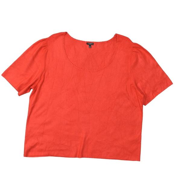 Talbots Red Pullover Sweater Short Sleeve Crew Neck Viscose 3X Plus Solid - Picture 1 of 6